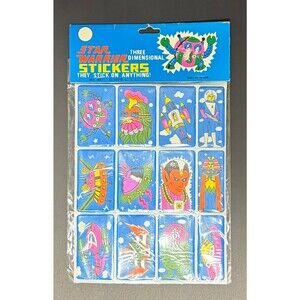 Vintage Full sheet 12 Star Warrior Stickers Taiwan 1979 L.I.L. - no 947 - NIP